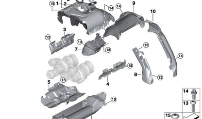 Protección térmica inferior para BMW X5 E70, X6 E71 (OEM 11657589091). Original BMW.