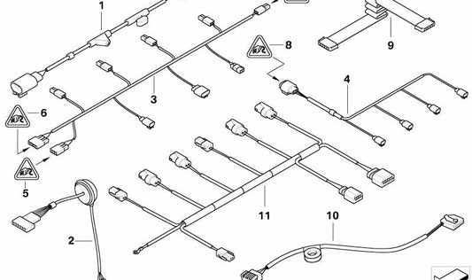 Cableado delantero del parachoques OEM 61126945507 para BMW E65, E66. Original BMW.