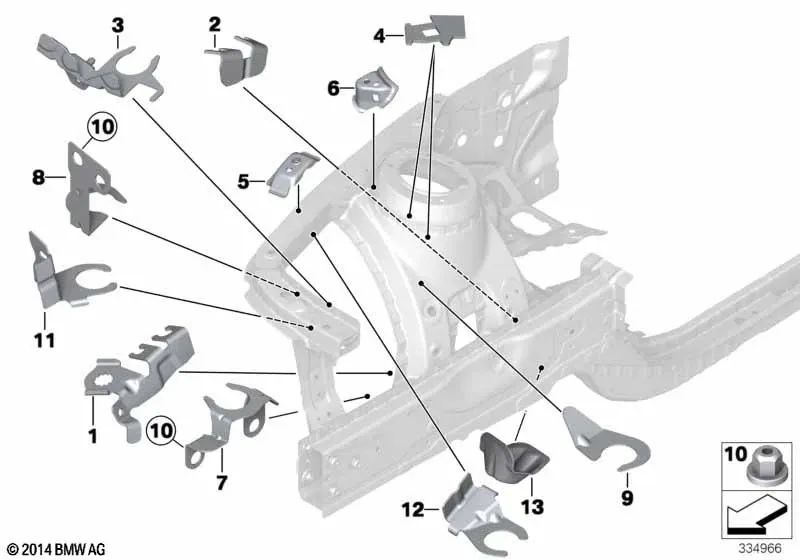 Supporto AGD frontale per la BMW 1 F20 Series, F21, Serie 2 F22, F23, F87, Series 3 F30, F31, F34, F35, Series 4 F32, F33, F36 (OEM 41007390655). BMW originale