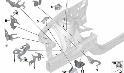 Soporte trasero derecho de barra estabilizadora OEM 41007346818 para BMW F23, F23N, F87, F87N, F33, F33N, F83, F83N. Original BMW.