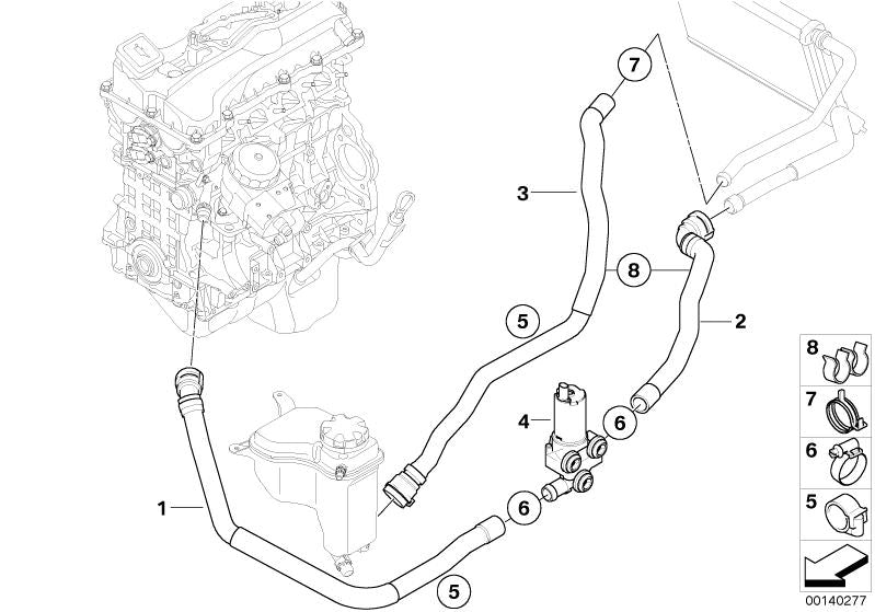 Tubo de conexión bomba de agua adicional OEM 64216928590 para BMW E81 116i, 118i, 120i. Compatible con modelos de 2007 a 2011. Repuesto original BMW.