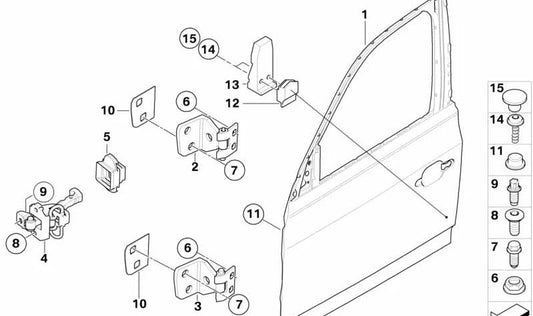Upper right door hinge OEM 41003422370 for BMW X3 (E83). Original BMW.