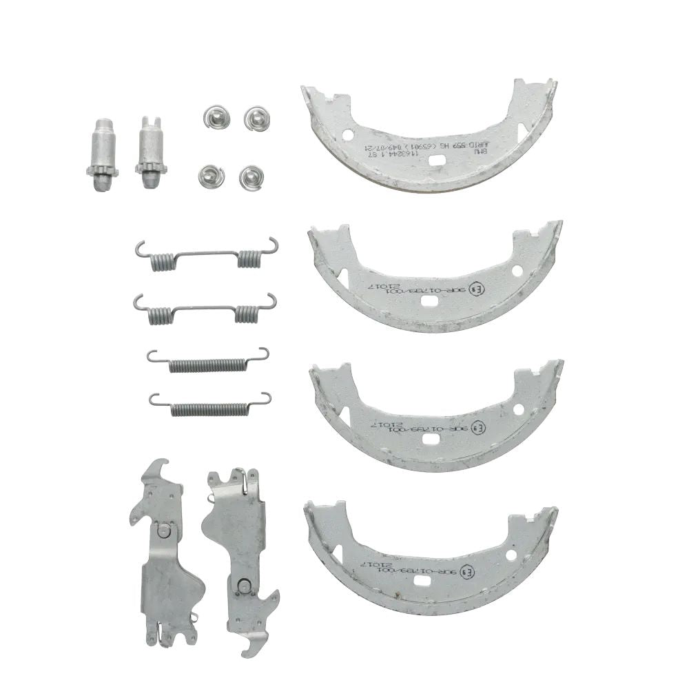 Kit di servizio Set di scarpe frenetiche Riparazione per BMW E81, E82, E87, E88, E46, E90, E91, E92, E93, F30, F31, F32 (OEM 34212213310). BMW originale.