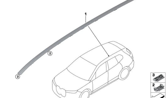 Right roof moulding for BMW I20 (OEM 51137954454). Original BMW