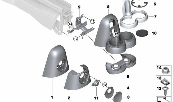 Soporte de función (Funktionsträger) OEM 51169803424 para MINI R60, R61, F60, F55, F56, F57. Compatible con varios modelos MINI. Recambio original MINI.
