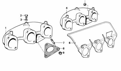 Collettore di scarico posteriore OEM 11621710825 per BMW E30, E28, E34, Z1. BMW di riserva originale.