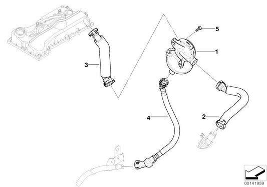 Separador de aceite OEM 11617526654 para BMW E87, E90, E91. Compatible con modelos 118i y 318i con motor N46. Original BMW.