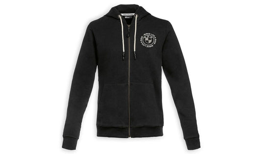 Sudadera con capucha con cremallera "Make Life a Ride" OEM 76615A81554 para BMW Motorrad. Ropa oficial BMW para mujer, compatible con todos los modelos BMW Motorrad. Original BMW Motorrad.