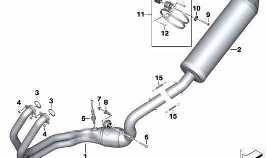 Codo de escape OEM 18518546595 para motos BMW F700GS, F800GS, F800GS Adventure. Original BMW Motorrad.
