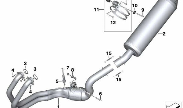 Codo de escape OEM 18518546595 para motos BMW F700GS, F800GS, F800GS Adventure. Original BMW Motorrad.