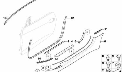 Front right door edge protection OEM 51727125652 for BMW Z4 (E85). Original BMW