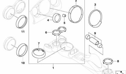 Embellecedor cromado para cuadro de instrumentos (columna de dirección) OEM 62116977372 para MINI R50, R52, R53 (años 2000–2006). Original MINI.