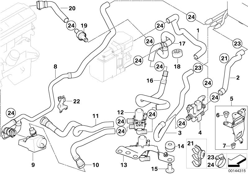 Manguera calefacción auxiliar motor OEM 64218381224 para BMW X5 E53 3.0d {FA71, FA72, FA81, FA82, FB71, FB72, FB81, FB82}. Original BMW.