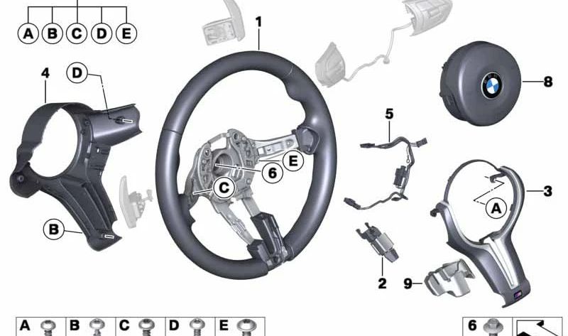 OEM leather M leather steering wheel 32307854458 for BMW F85, F86. Original BMW.
