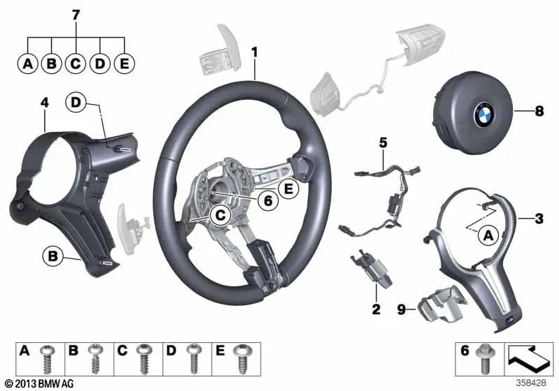 Wheel de couro M para BMW F10, F06, F12, F13 (OEM 32307846035). BMW original