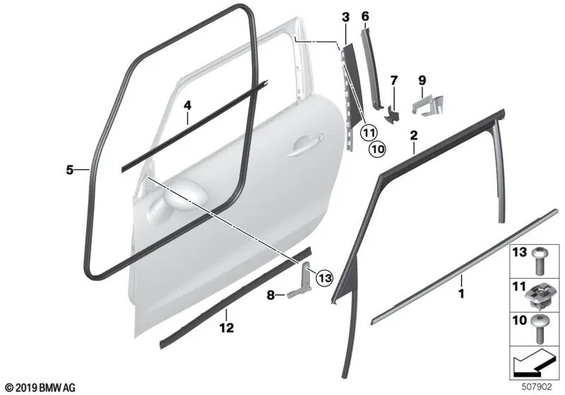 Linsenschraube für BMW E87, F20, F30, F31, F35, F80, F10, F18, F01, F02, F48, F49 (OEM 07147121579). Original BMW.
