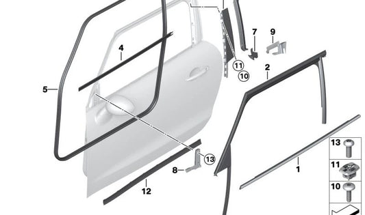 Junta de columna B superior derecha OEM 51339808894 para MINI Paceman R61. Original MINI.