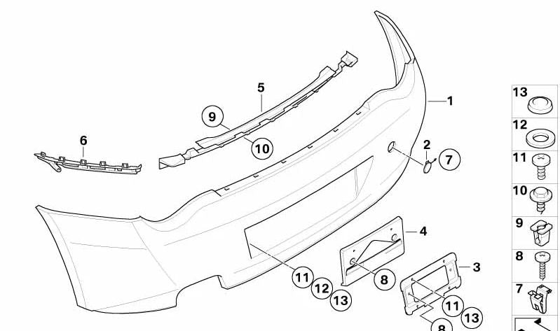 Paragolpes trasero imprimado OEM 51127170617 para BMW Z4 (E85, E86). Original BMW