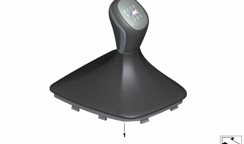 Pomo de cambio 6 marchas cuero con embellecedor cromado OEM 25118623530 para BMW G30, G31. Original BMW.