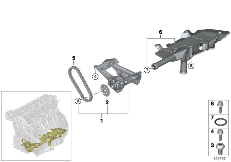 Tornillo hexagonal con arandela OEM 07119904507 para BMW E46, E90, E91, E92, E93, E39, E60, E61, E63, E64, E38, E65, E66, E83, E53, E70, E71. Original BMW.