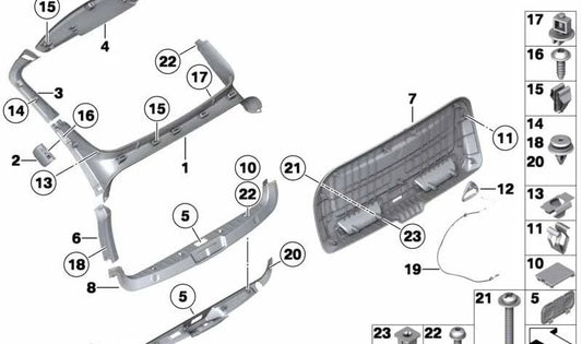 OEM 5149723715 Coperchio porta posteriore per BMW F07 (serie 5 GT). BMW originale.
