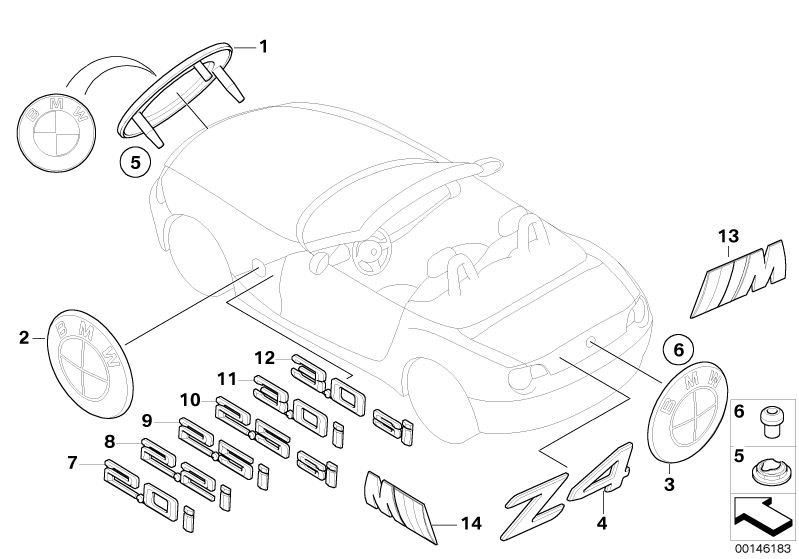 Emblema trasero "2.0i" OEM 51147172021 para BMW Z4 E85 2.0i (BZ11, BZ12) 2005-2008. Pieza original BMW.