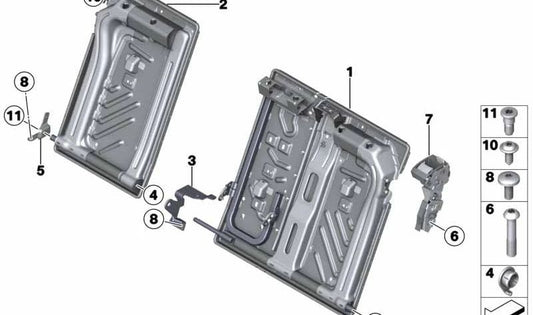 Cierre de puerta trasera izquierda OEM 52207118819 para BMW E81, E87, E90, E91, F25. Original BMW.