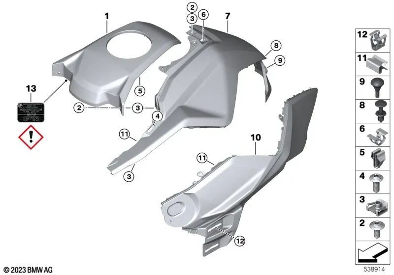 BMW Fasteners 2 U06, 7 F01 Series, F02, F04, G11, G12, série 8 F91, F92, F93, G14, G15, G16, X1 U11, X3 F25, F97, G01, G08, X4 F26, F98, G02, X5 E70, F15, F85, G05, X6 E71, F16, F86, G06, X7 G07, XM G09 (OEM 07146957031). BMW d'origine