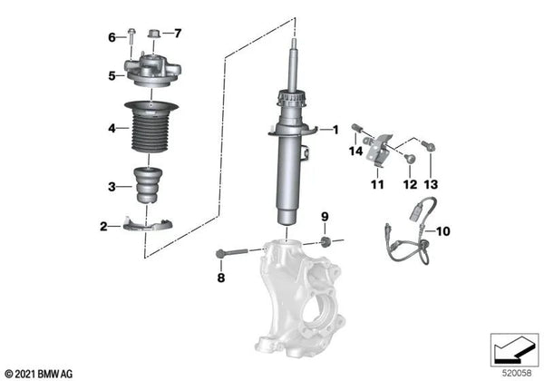 Pata telescópica delantera izquierda EDC OEM 37106895065 para BMW Z4 G29 (10/2017 - 03/2025). Original BMW.