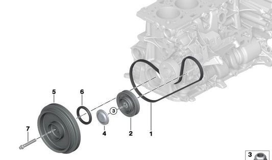 Amortiguador de vibraciones OEM 11239845829 para BMW F30N, G20, G20N, G21, G21N, G30, G30N, G31N, G38, G38N, G60, G61, G11, G12, G01, G01N, G45. Original BMW.