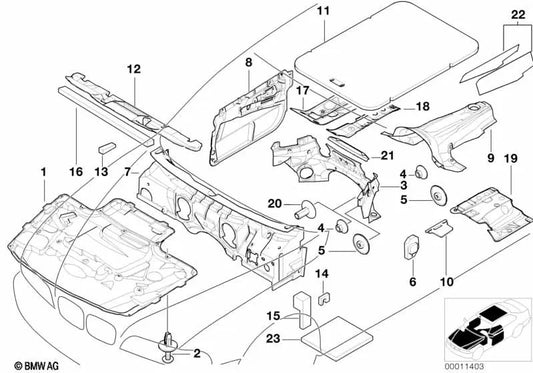 Akustische Isolierung rechts Eingangstür für BMW E39 (OEM 51488170212). Original BMW.