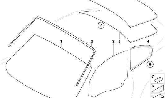 Rear moon / rear glass OEM 51313420806 for BMW Z4 E86. Original BMW.