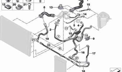 Tubo de refrigeración culata OEM 17128514218 para BMW X5 F15 y BMW X6 F16 (xDrive30d y xDrive40d). Original BMW.
