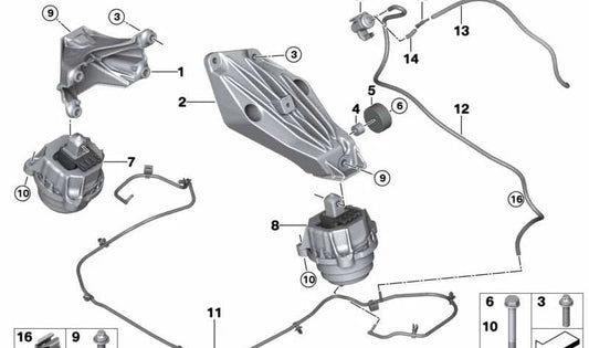 Tubo de vacío OEM 22116861586 para BMW G21, G20, G30, G31, G32, F90, G11, G12, G14, G15, G16, G01, G02, G05, G06, G07, G29. Original BMW.