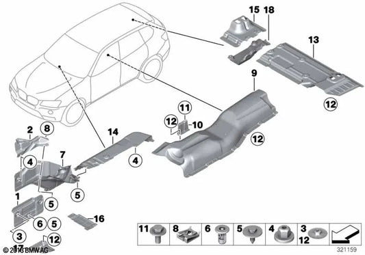 Aislamiento térmico soporte motor derecho OEM 51487213676 para BMW X3 F25, X4 F26. Original BMW.