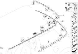 Listón de adorno techo derecho OEM 51137032354 para MINI R50, R53. Original MINI.