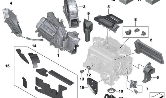 Intake box OEM 64115A5D0D6 for BMW G60, G61, G68, G90, G70. Original BMW.