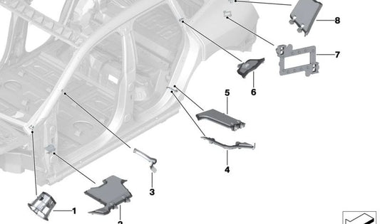 Left C-pillar part for BMW i I20 (OEM 41007955455). Original BMW