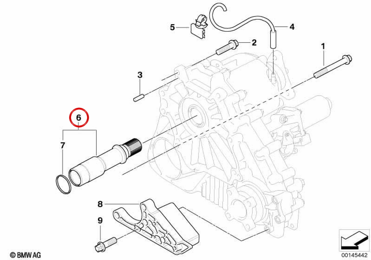 OEM adapter axis 27103449322 for BMW E83. Original BMW.