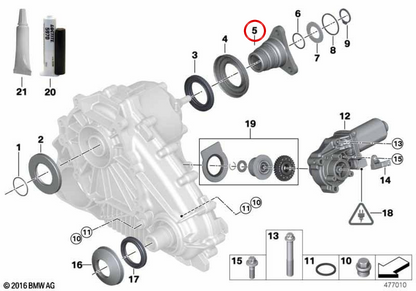 OEM -Ausgangsflansch 27107539195 für BMW E53, E70, E71, E72. Original BMW.