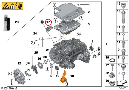 OEM parking locking actuator 27218844107 for BMW G26, G60, G61, G68, G70, G08, I20. Original BMW.