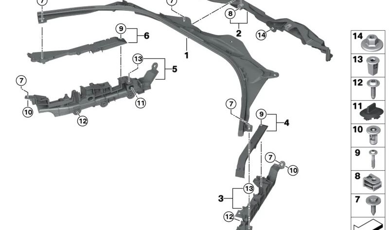 Parte superior del panel frontal OEM 51717428165 para BMW G42, G87, G20, G21, G28, G80, G81, G22, G23, G26, G82, G83, i3. Pieza original BMW.