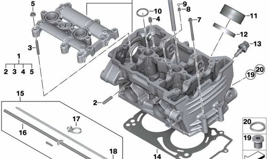 Culata de motor negra OEM 11128554808 para BMW Motorrad F 800 GS (FK72) y F 800 GS Adventure (FK75) años 2016-2017. Repuesto original BMW Motorrad.