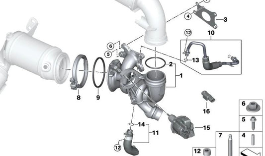Juego regulador de válvula Wastegate OEM 11658687477 para MINI F56, F55, F54, F57, F60 y más. Original MINI.
