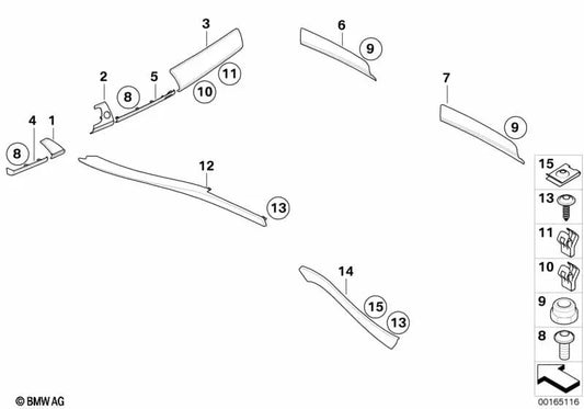 Dekorative Aluminiumformung für die rechte Haustür für BMW X6 E71, E72 (OEM 51419112436). Original BMW