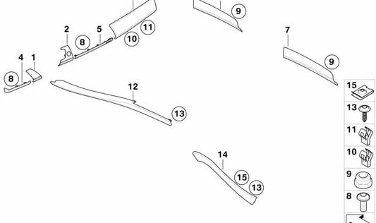 Decorative Molding Right Front Door OEM 51417227174 For BMW E71, E72. Black pianoack finish. Original BMW.