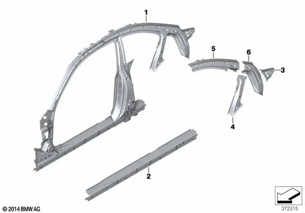 Banda de tensión columna C derecha OEM 41007342114 para BMW Serie 2 F22, F22 LCI, F87 M2, F87 M2 LCI. Original BMW.