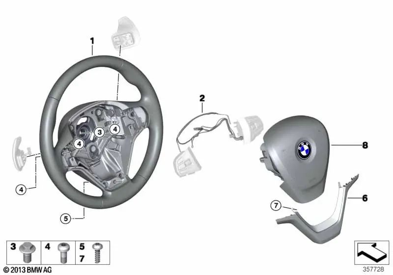 Steering wheel connection cable for BMW X5 (F15), X6 (F16) (OEM 32306868775). Original BMW.