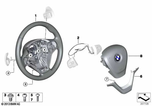 Steering wheel connection cable for BMW X5 (F15), X6 (F16) (OEM 32306868775). Original BMW.