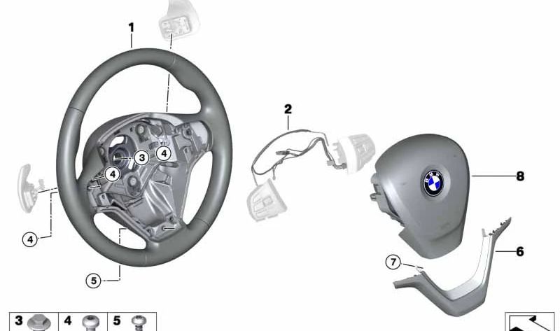 Leather Sport Steering Wheel with Paddle Shifters for BMW F15, F16 (OEM 32306877872). Original BMW.